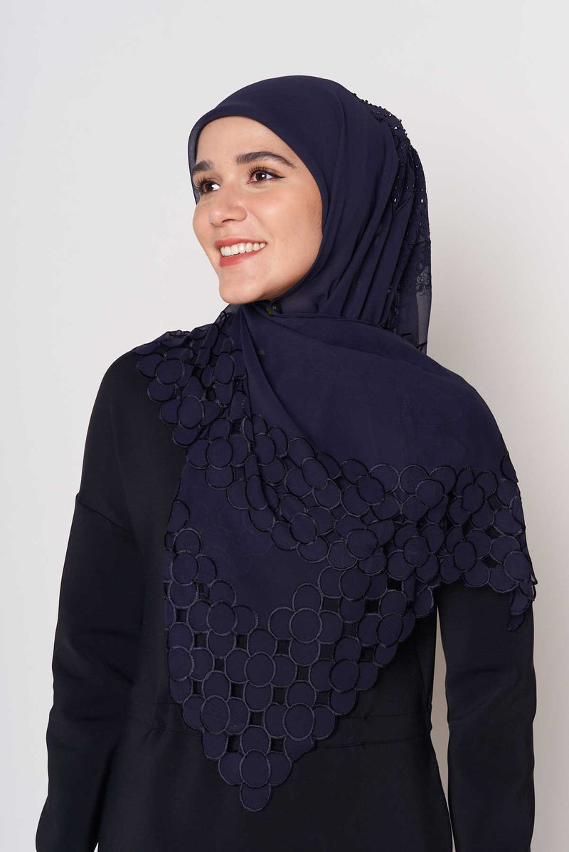text -- beaded navy