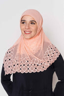 text -- beaded peach