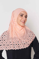 text -- beaded peach