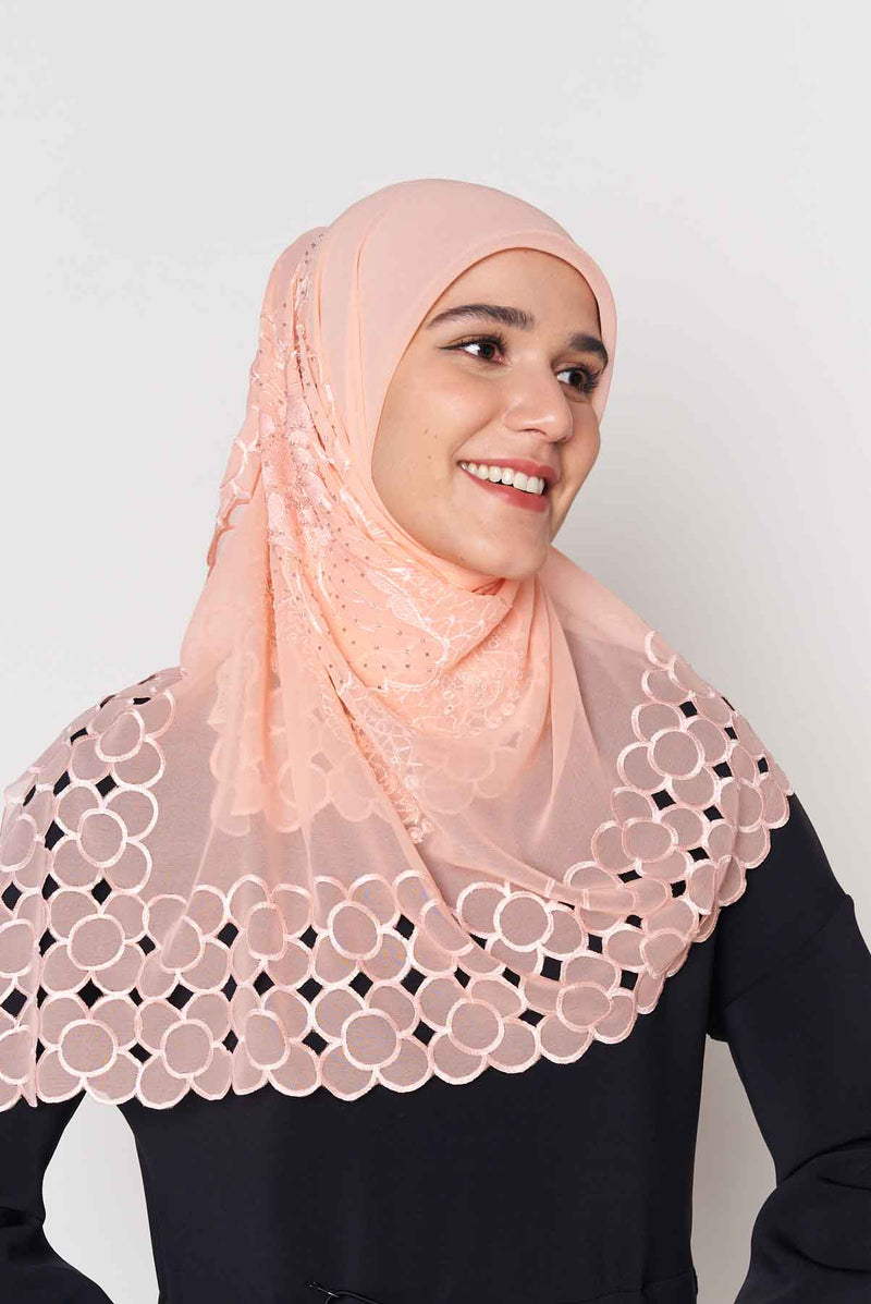 text -- beaded peach