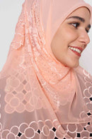 text -- beaded peach