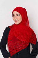 text -- beaded red