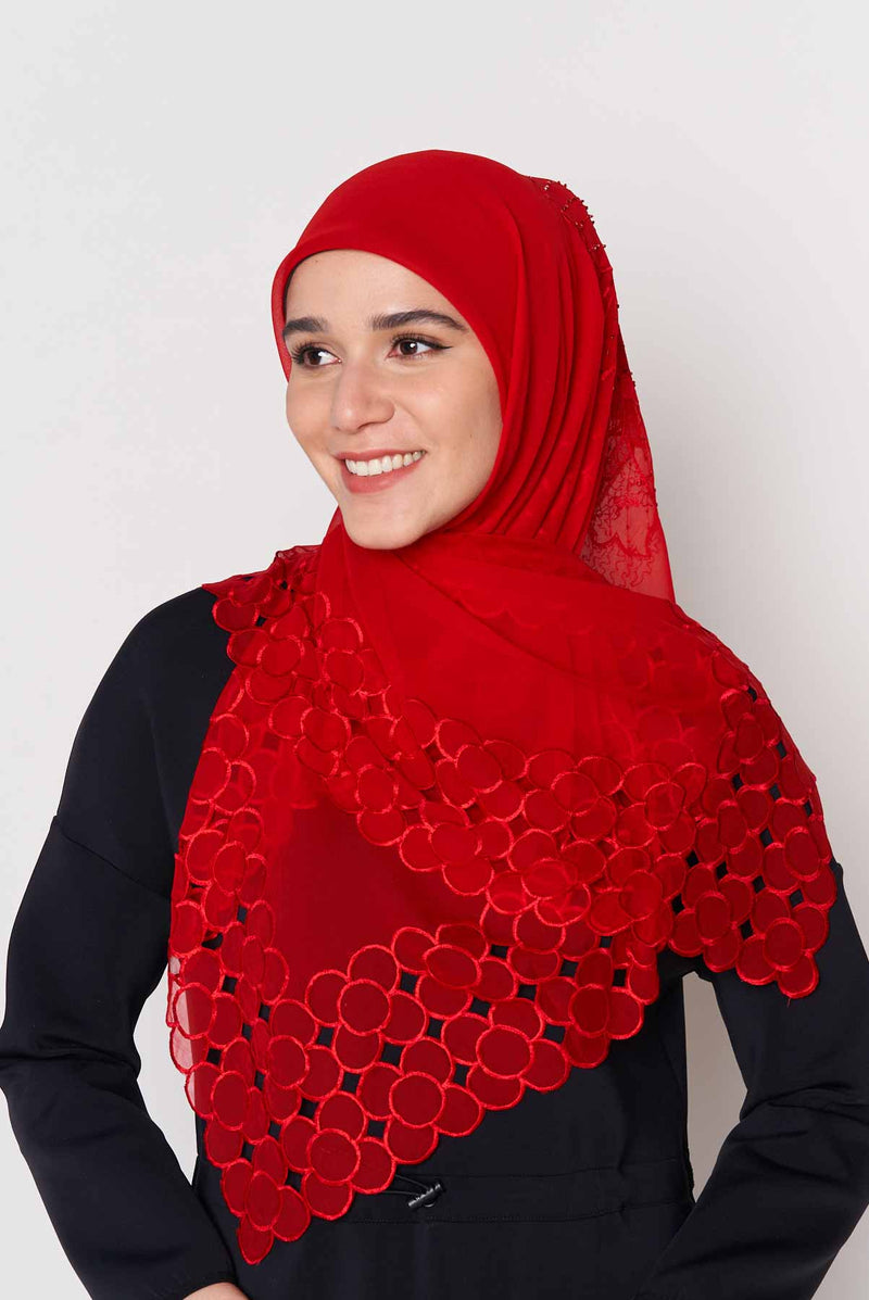 text -- beaded red