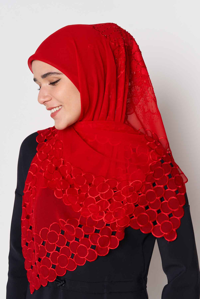 text -- beaded red