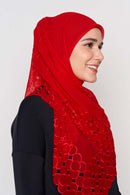 text -- beaded red