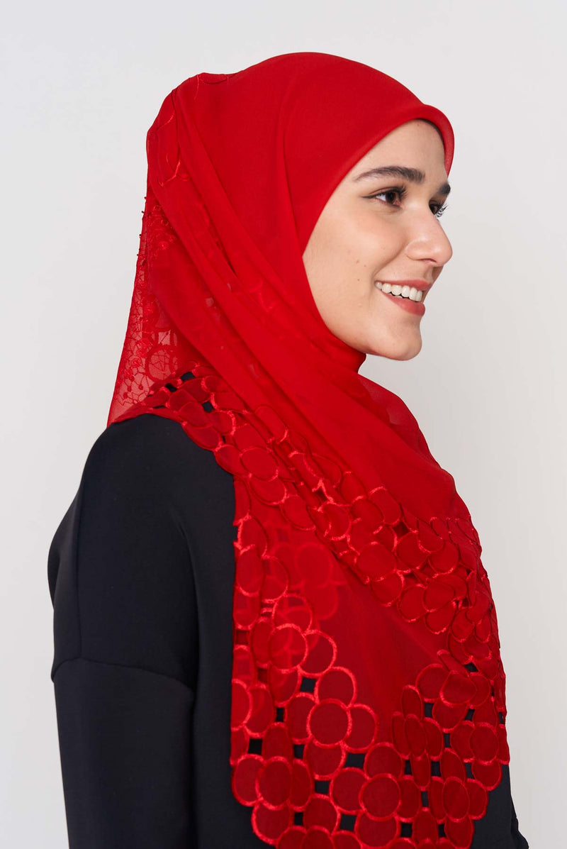 text -- beaded red