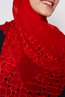 text -- beaded red