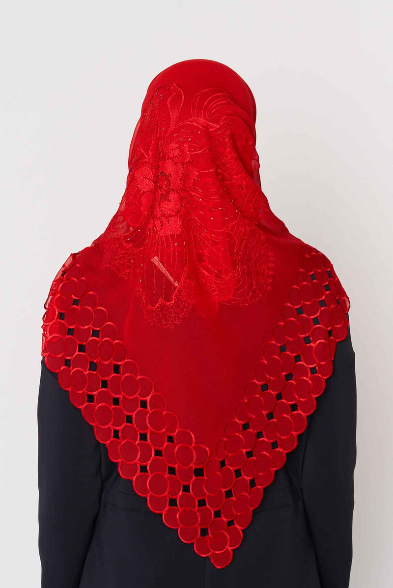 text -- beaded red