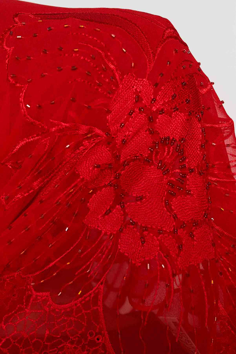 text -- beaded red