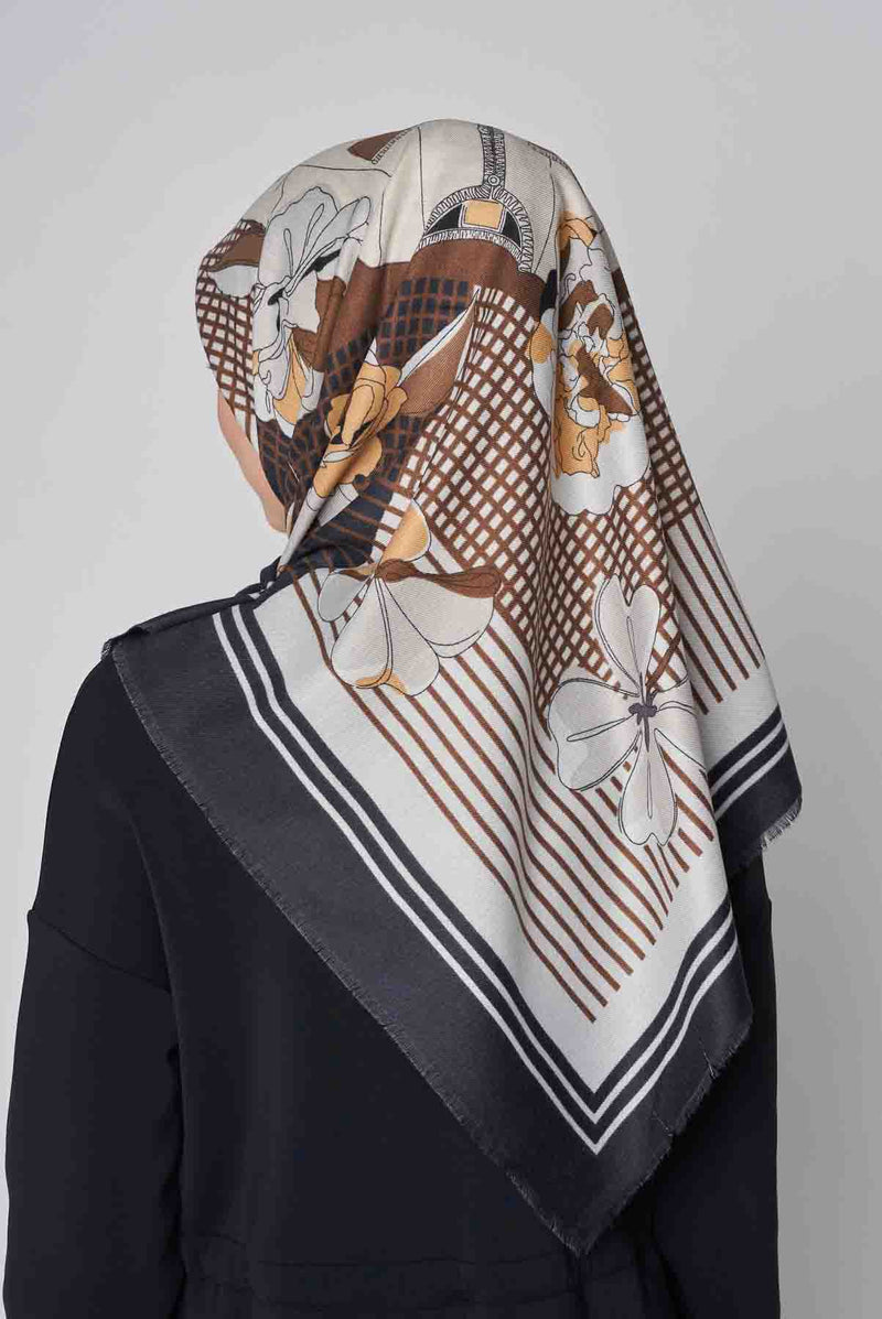 text -- modern floral brown