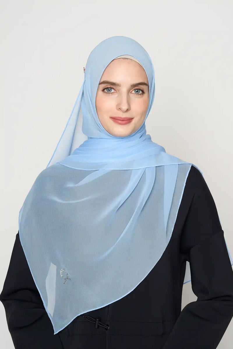 text -- crepe silk azure blue