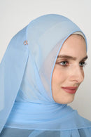 text -- crepe silk azure blue