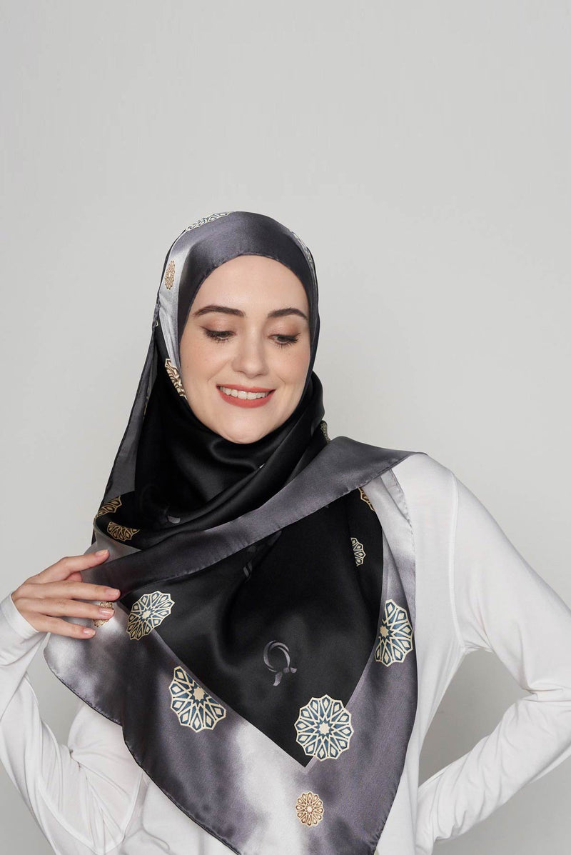 happy pattern scarf SERIOUSLY SATIN SILK