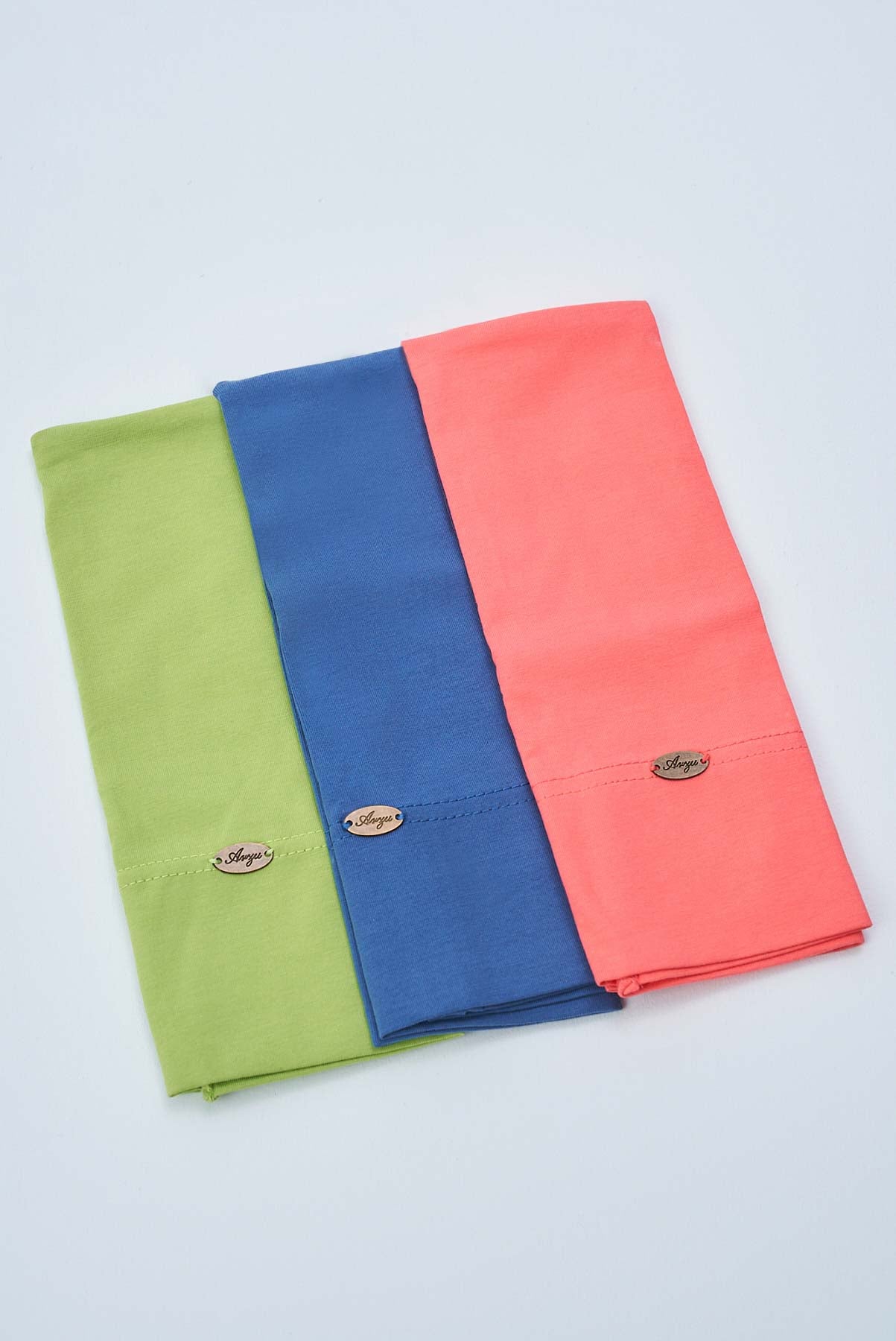 text -- apple green denim blue neon peach