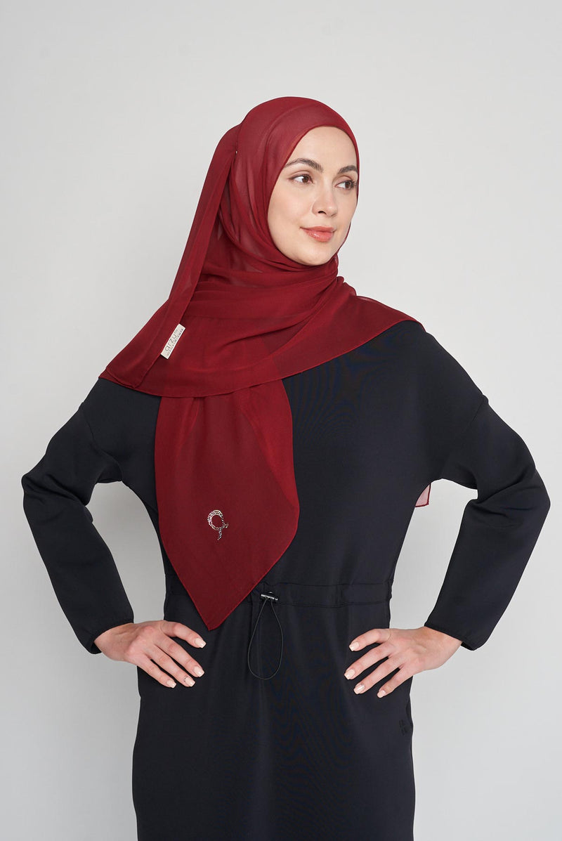 text -- crepe silk garnet