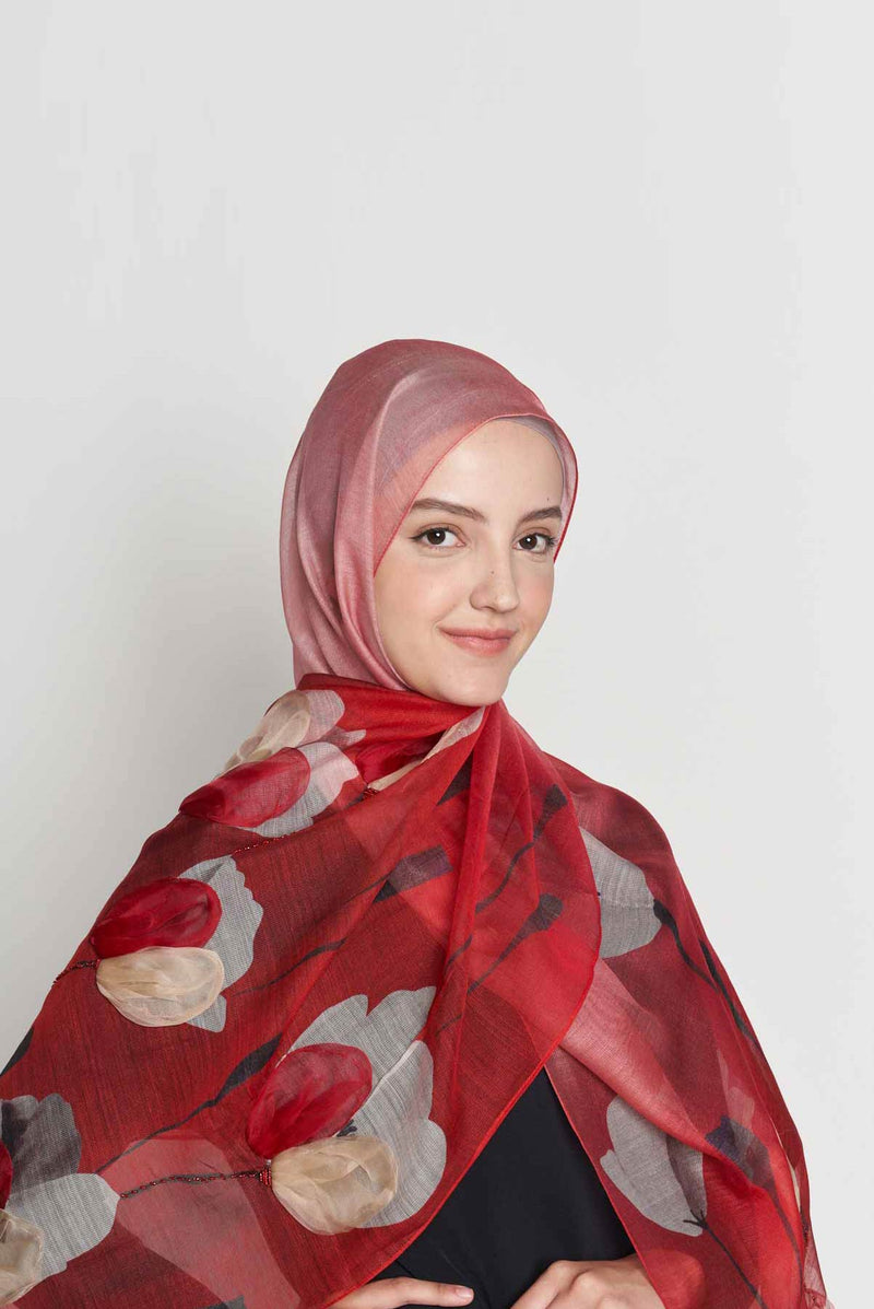tulips behind shadows scarf CASHMERE SILK