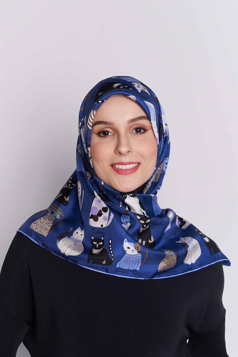 cats of the world square TWILL SILK