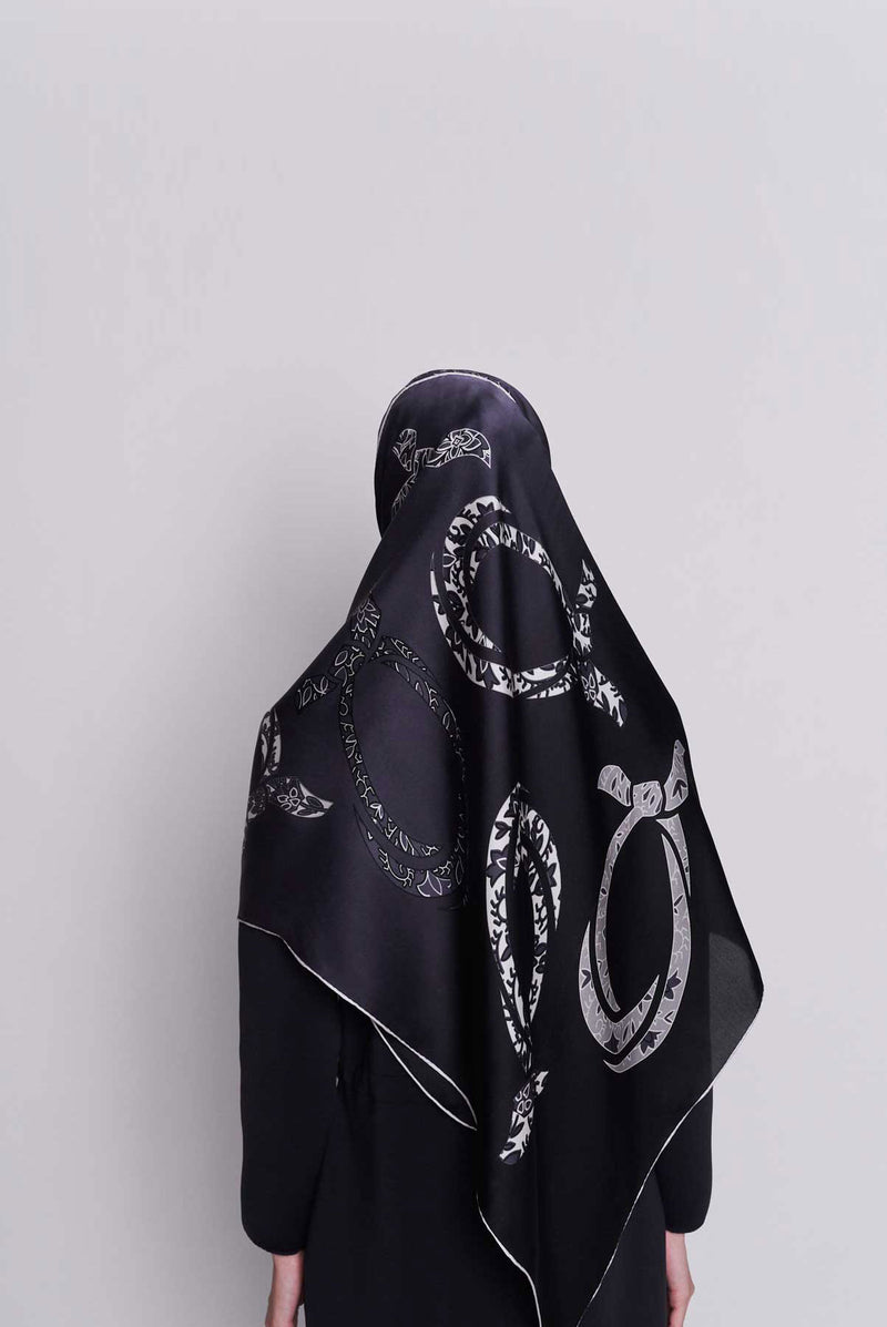 every knot has a silver lining scarf CREPE SATIN SILK