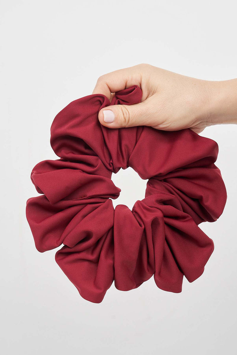 text -- scrunchie stylish burgundy
