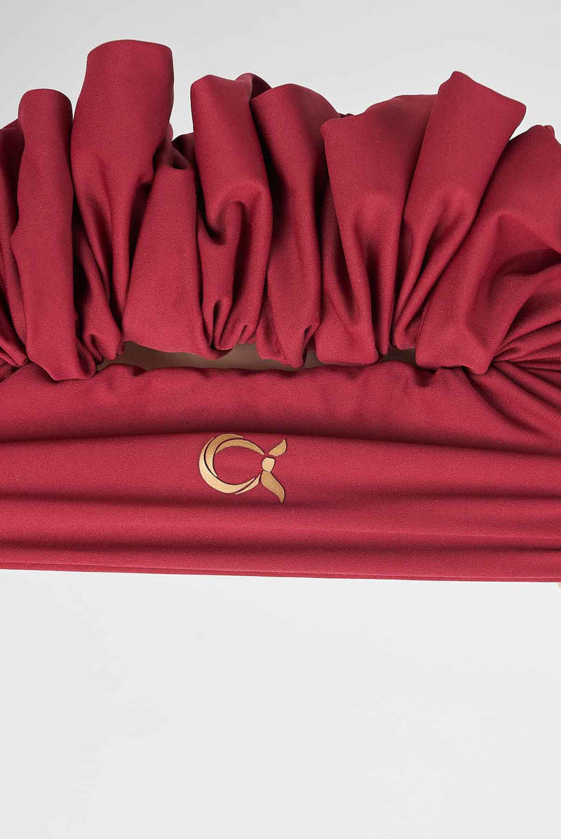 text -- scrunchie stylish burgundy