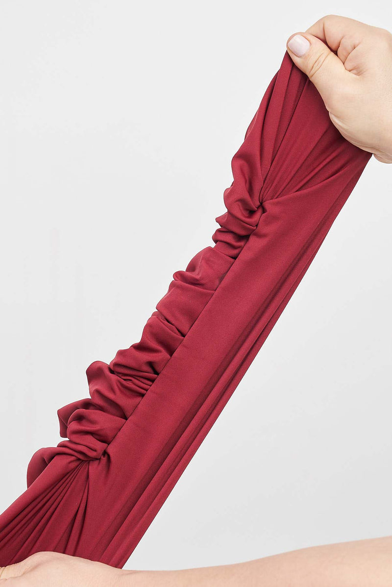 text -- scrunchie stylish burgundy