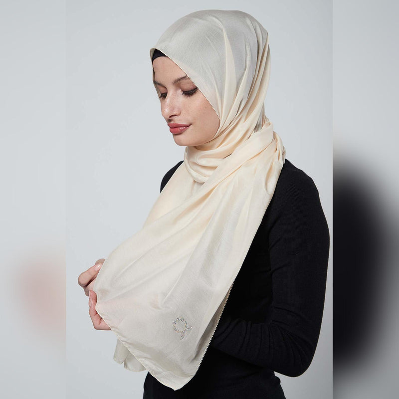 arzu the good wrinkle SILK COTTON long scarf with fine tooth edge | baik untuk ibu