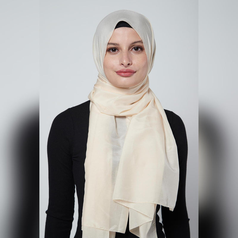 arzu the good wrinkle SILK COTTON long scarf with fine tooth edge | baik untuk ibu