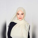 arzu the good wrinkle SILK COTTON long scarf with fine tooth edge | baik untuk ibu