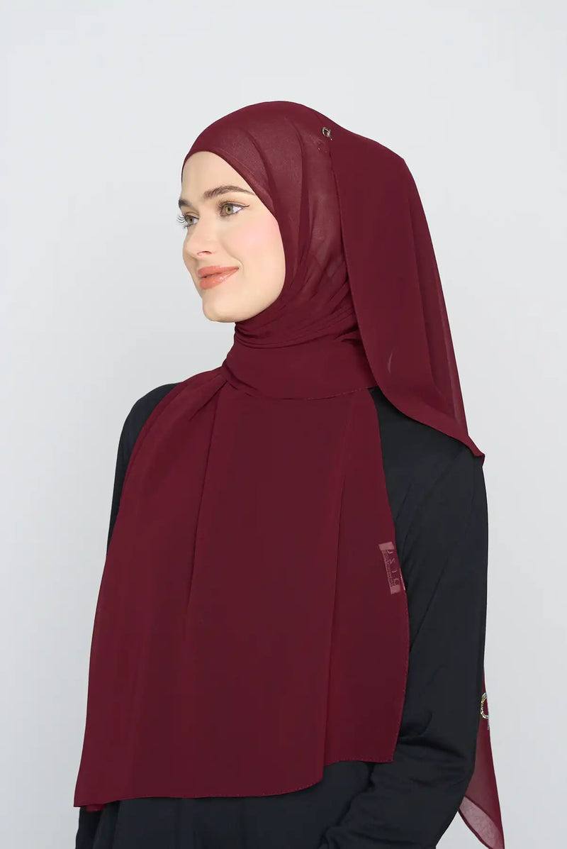 text -- georgette deep plum
