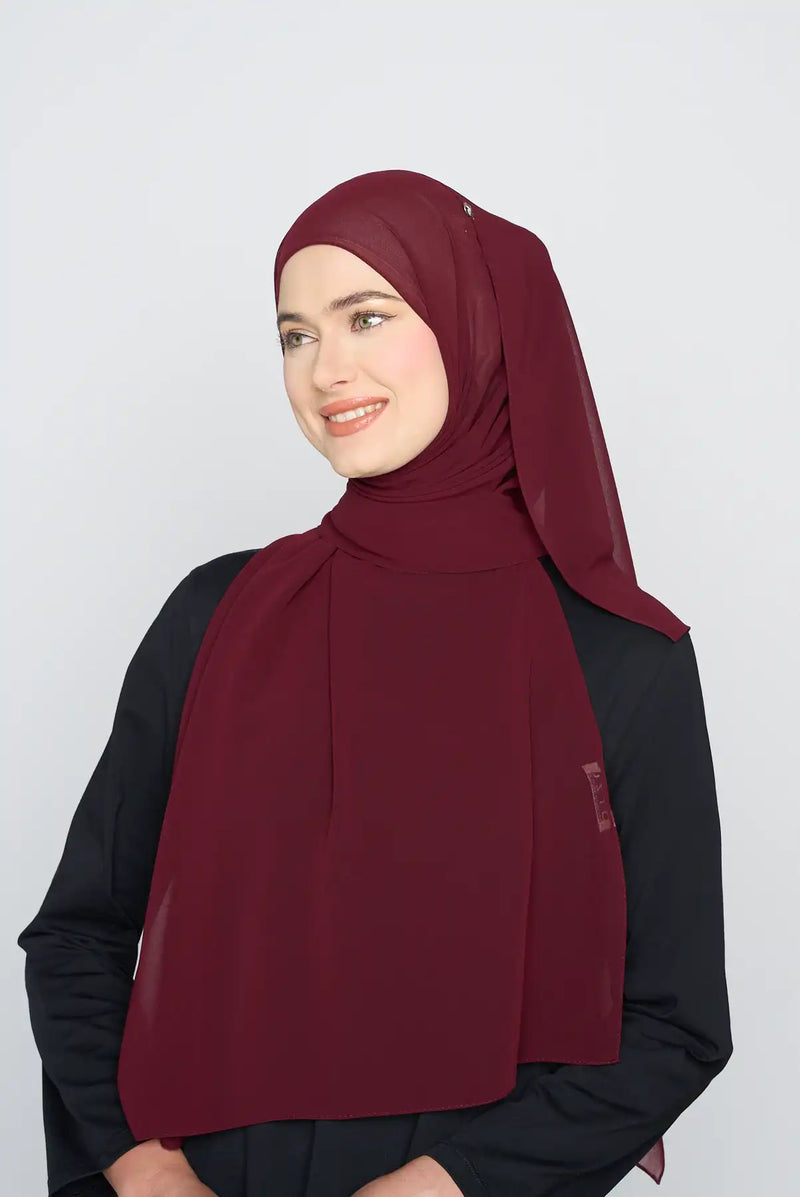 text -- georgette deep plum