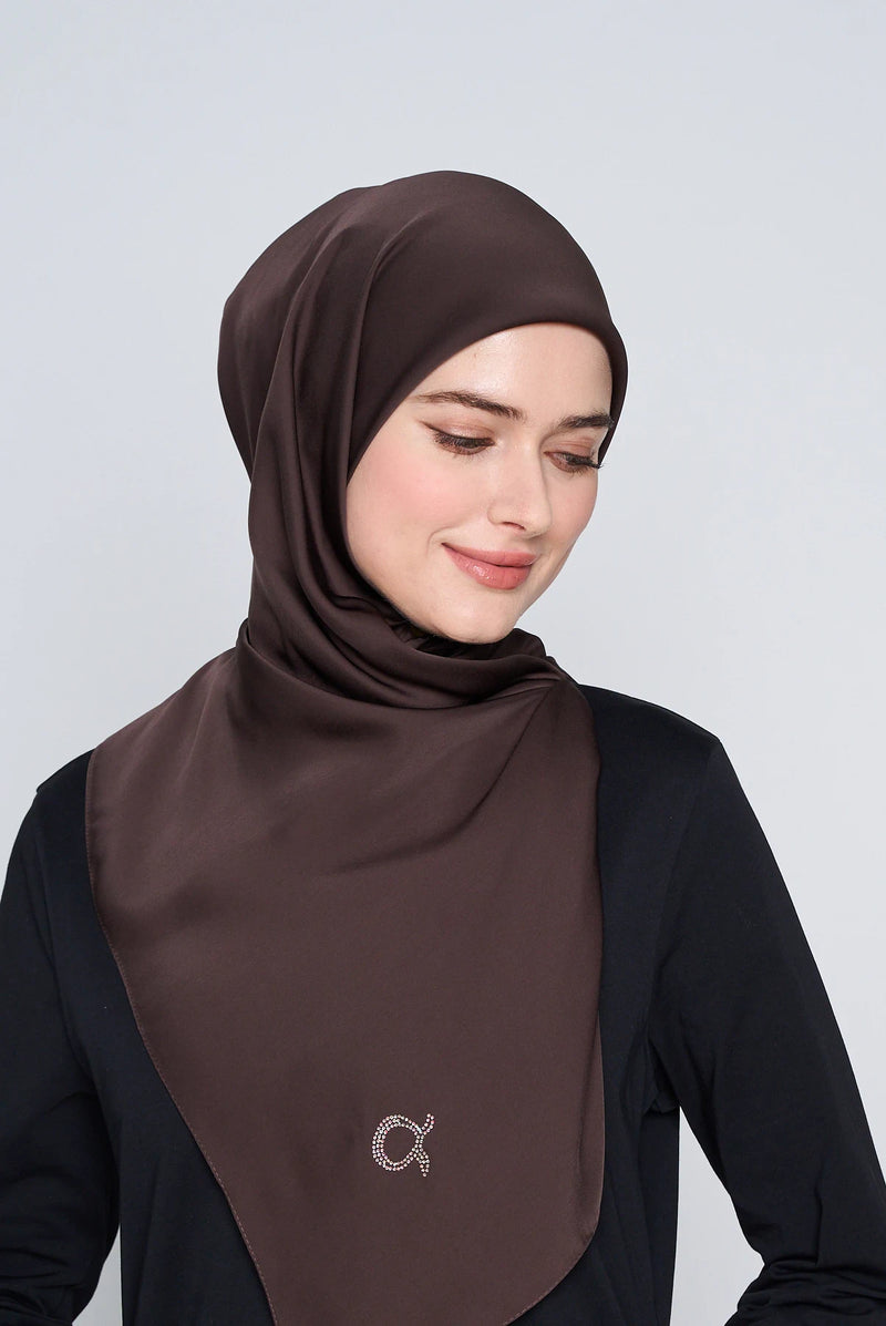 text -- muted satin dark cocoa