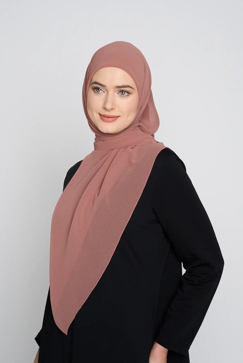 text -- georgette rosy brown