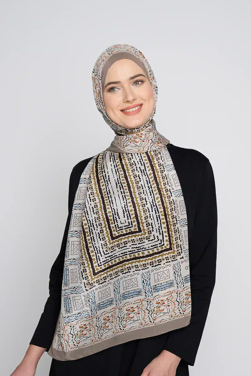 dreamy graphic CREPEDECHINE SILK long scarf