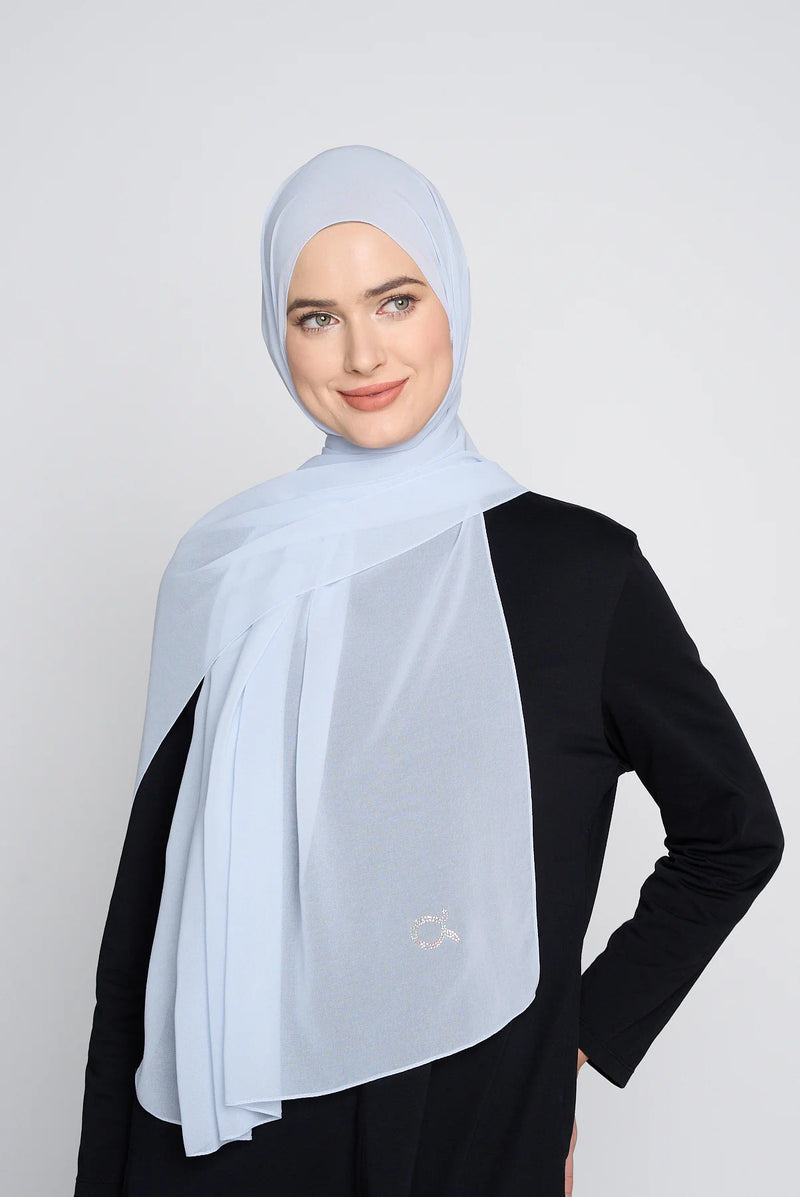 text -- georgette powder blue