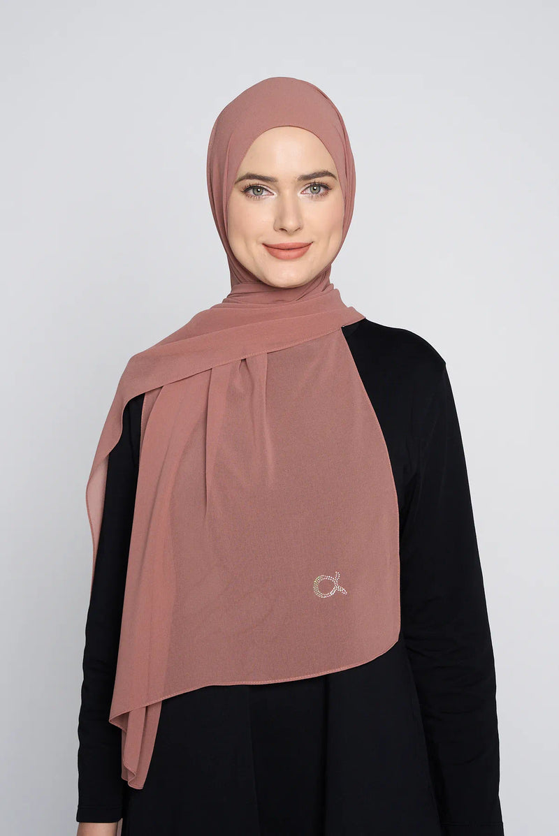 text -- georgette rosy brown