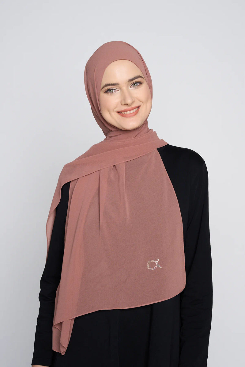 text -- georgette rosy brown