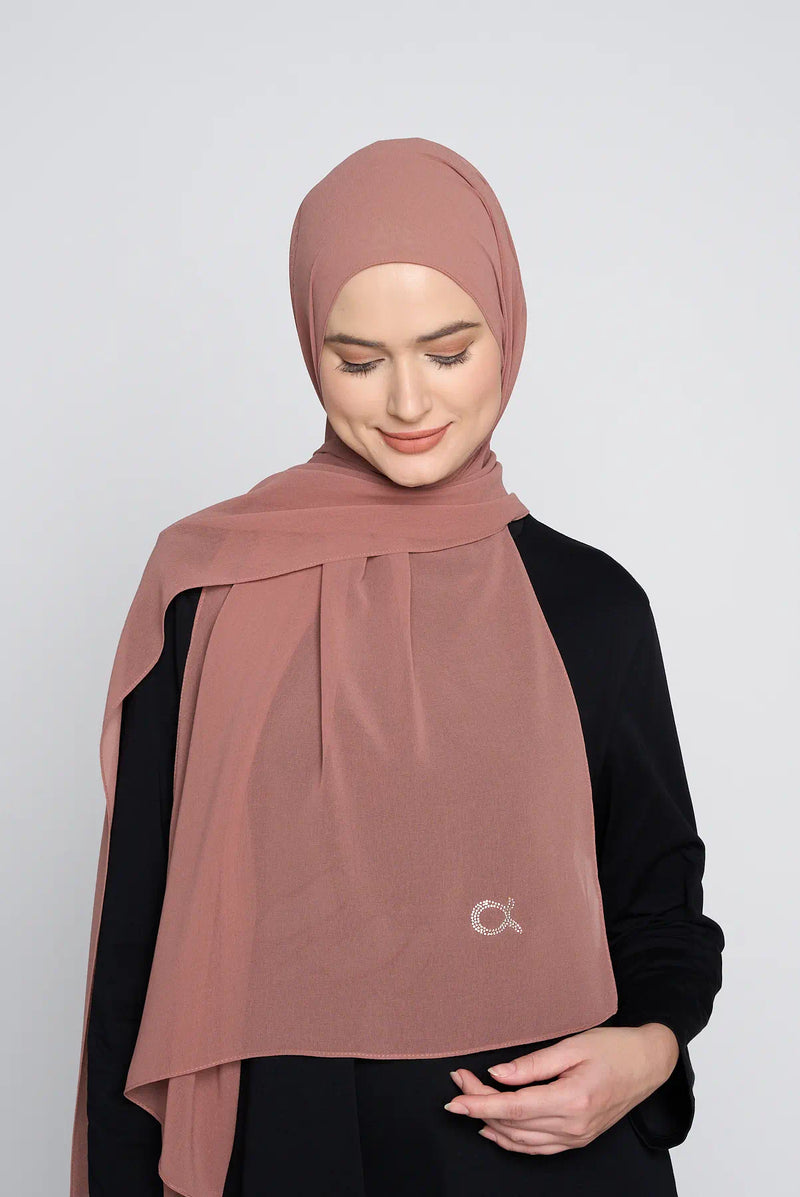 text -- georgette rosy brown