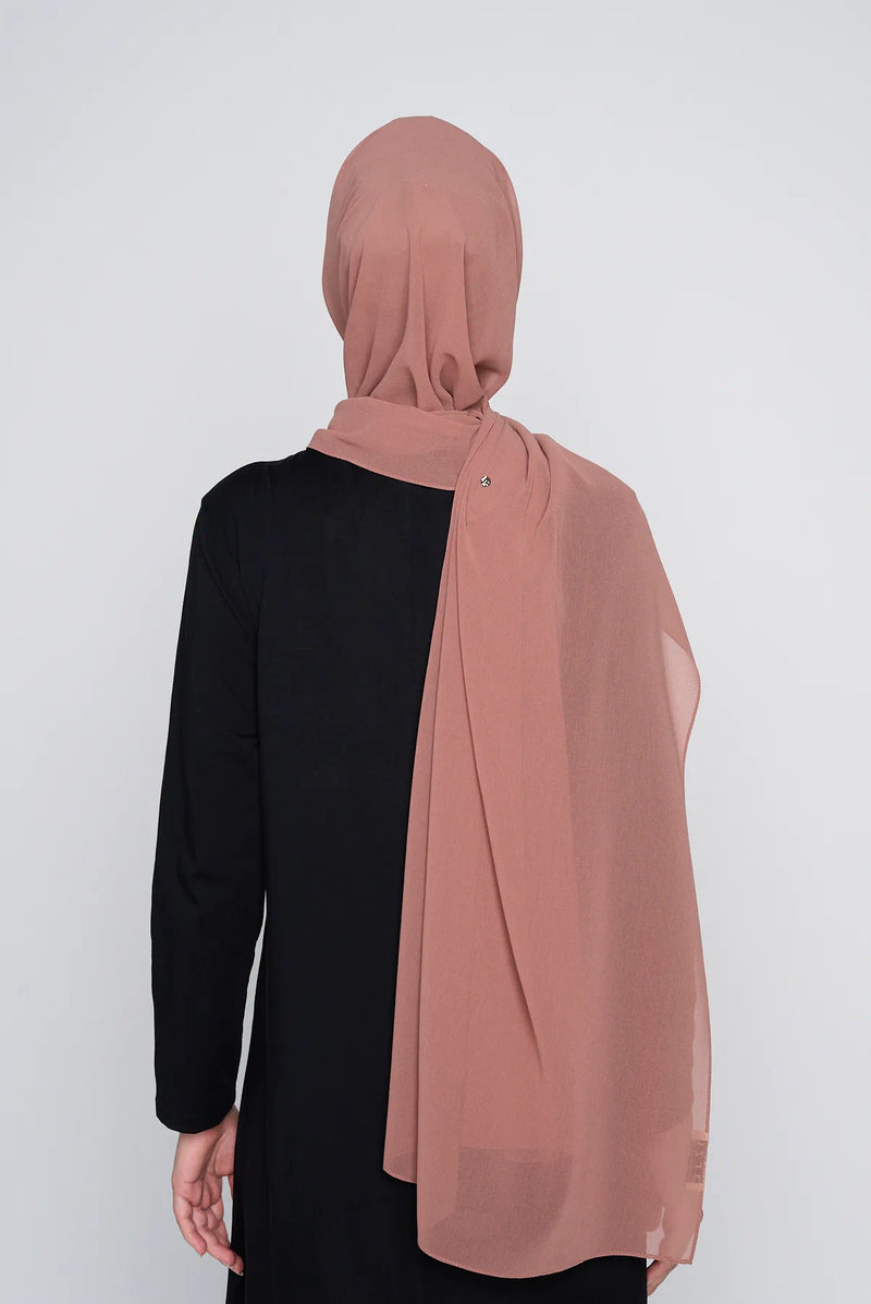 text -- georgette rosy brown