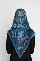 text -- blossom denim blue