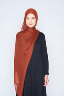 text -- chiffon silk brick red