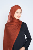 text -- chiffon silk brick red