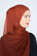text -- chiffon silk brick red