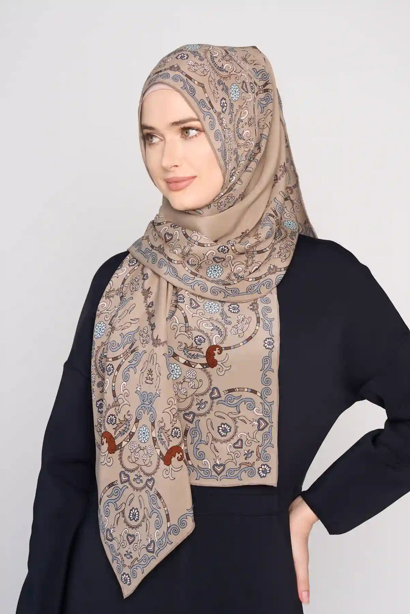 text -- paisley taupe