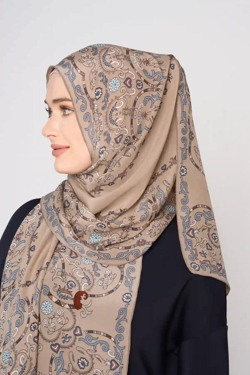 text -- paisley taupe