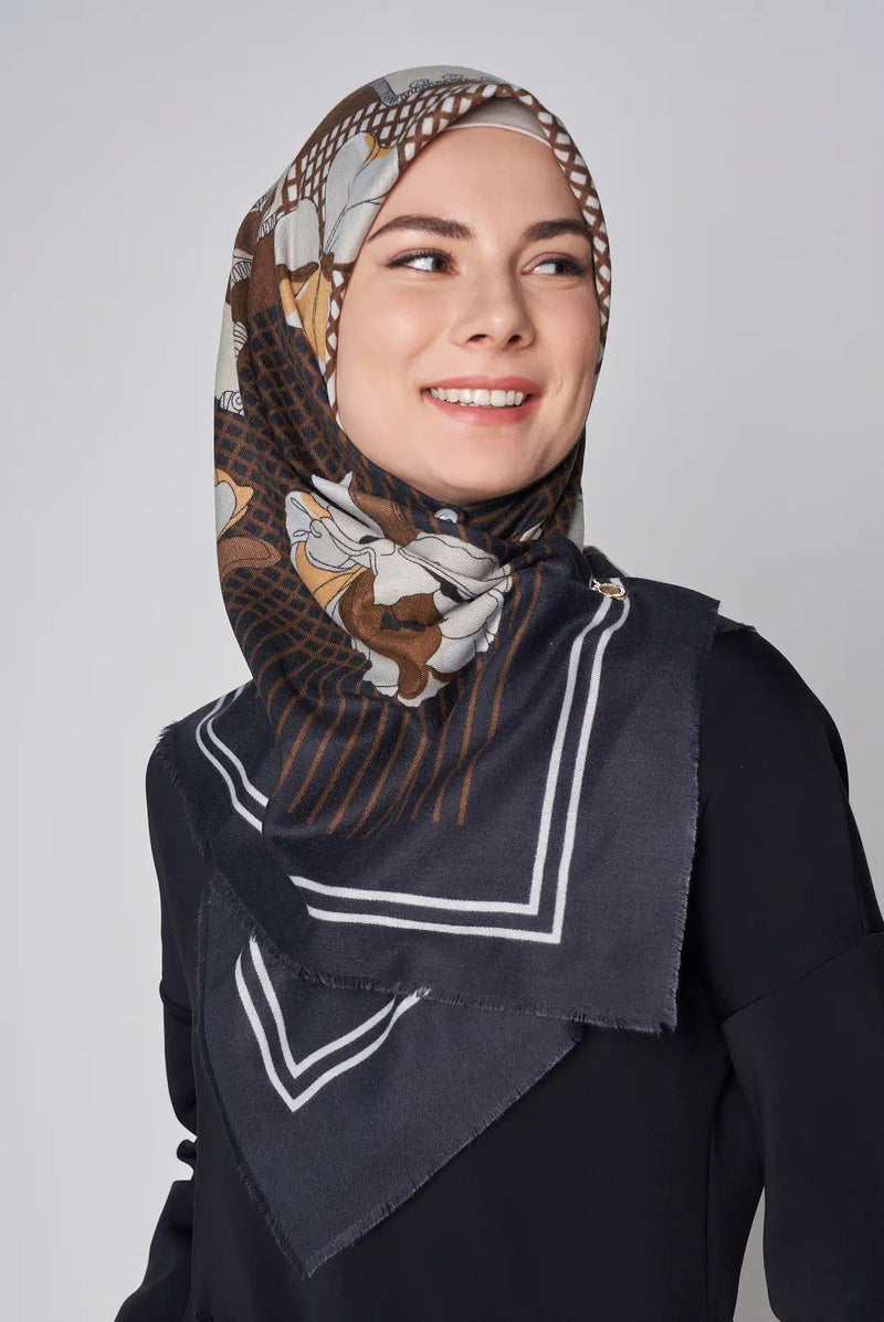 text -- modern floral brown