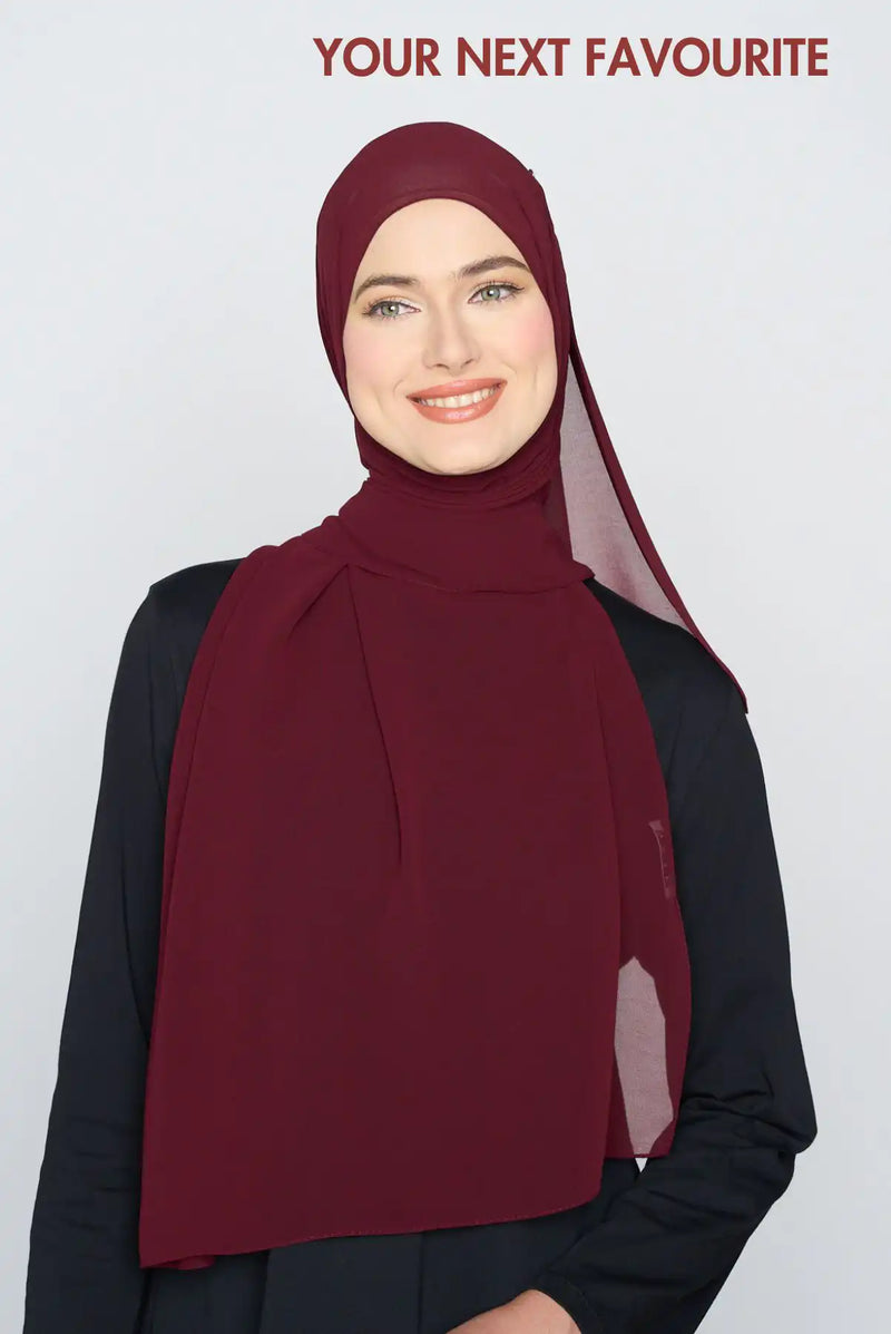 text -- georgette deep plum