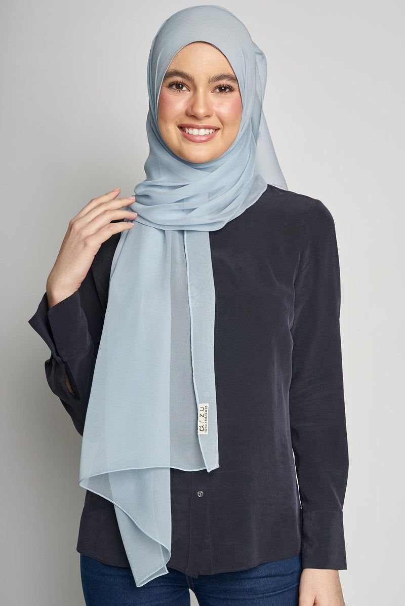 text -- crepe silk baby blue