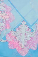 text -- blue pink fleur de lis