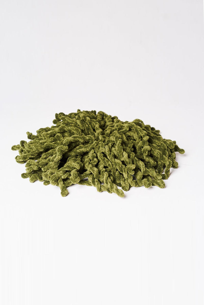 text -- scrunchie olive green